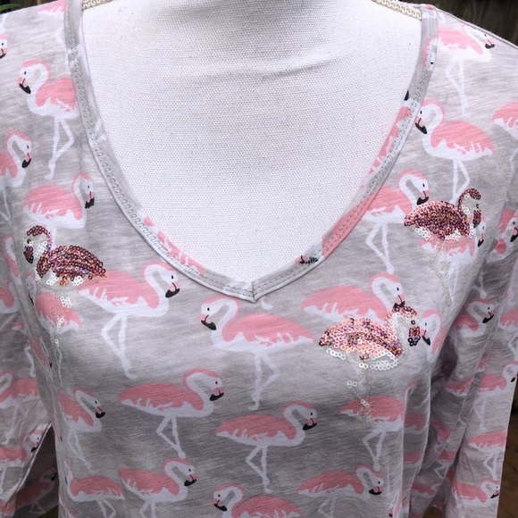 Onque Casual Flamingo T Shirt Size Large   A128 - Picture 4 of 5